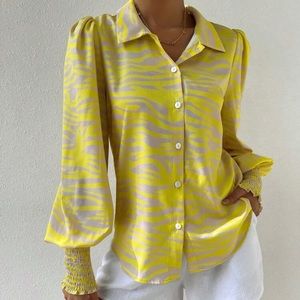 Yellow and Tan Zebra Print Blouse